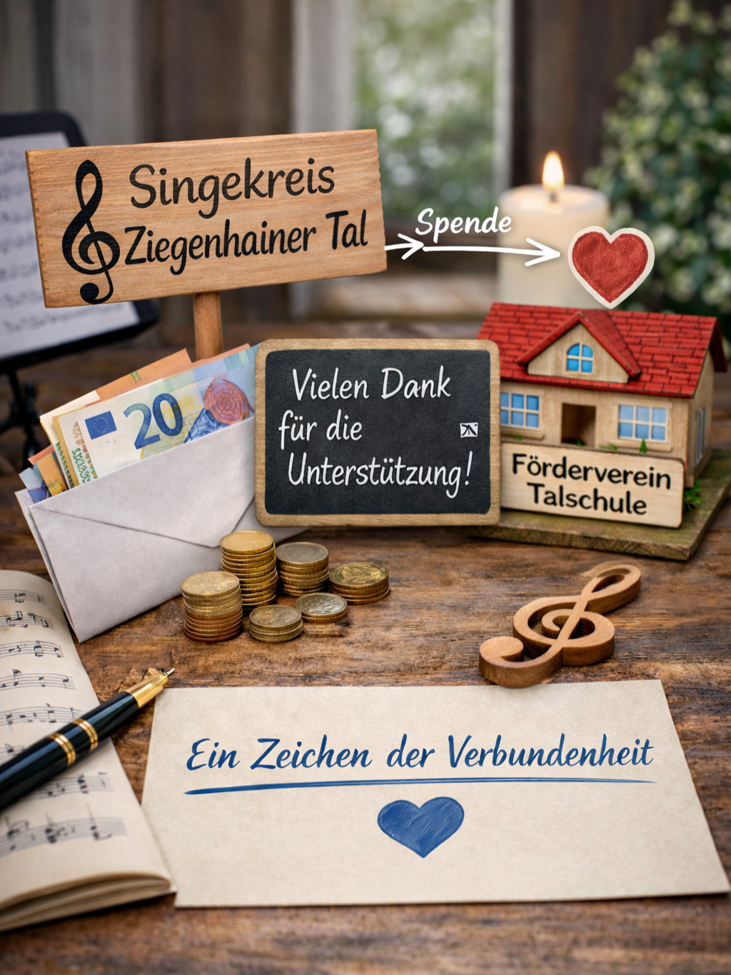 Der Singekreis Ziegenhainer Tal spendet einen großen Betrag an den Förderverein.